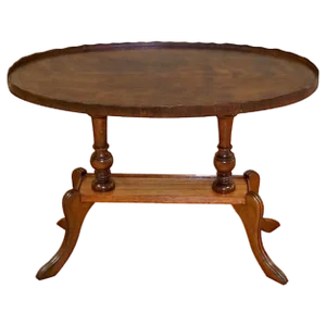 Antique Regency Oval Yew Wood Pie Crust Edge Coffee Table on Sabre Feet