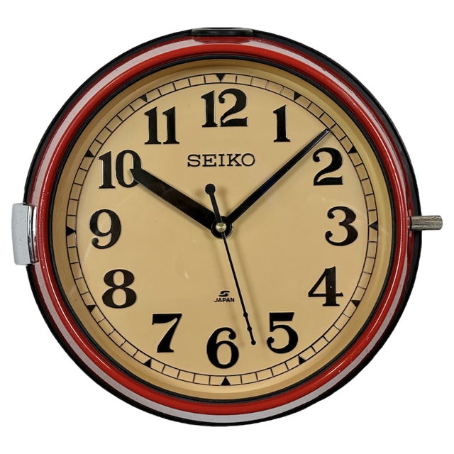 Vintage Red Seiko Navy Wall Clock, 1970s For Sale