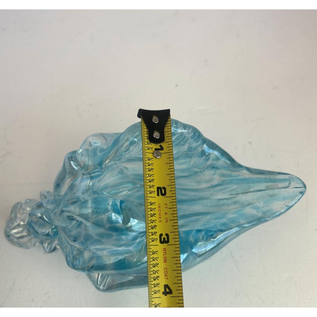 Vintage Hand-Blown Italian Glass Conch Shell Sculpture – Blue Swirl Aventurine Art For Sale - Image 10 of 16