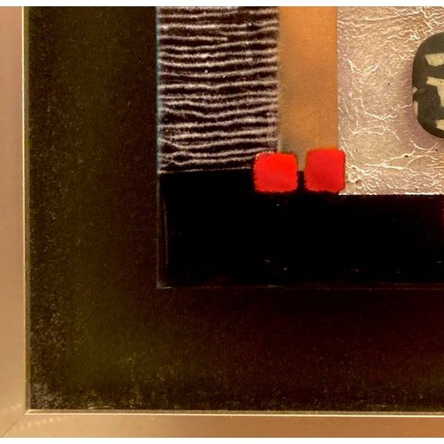 2020s "Study in Silver, Black and Red" Original Painting, Framed For Sale - Image 5 of 7