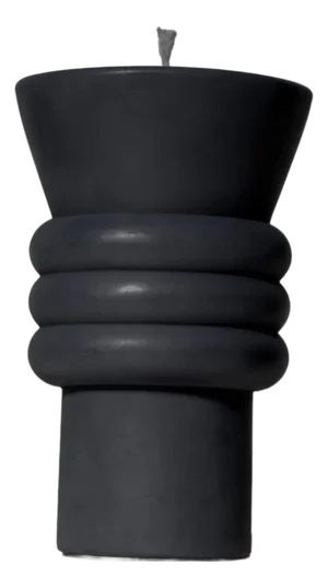 Sculptural Postmodern Beeswax Pillar Candle No.03 in Midnight Black