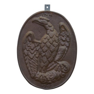 Antique Cast Iron Ina Insurance Heraldic Eagle Fire Mark Plaque 1792 11" For Sale