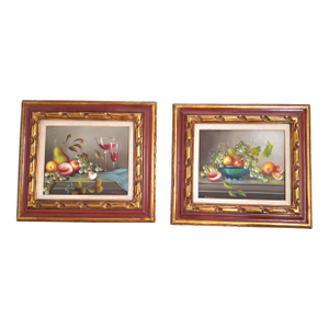 Mid 20th Century Margit Varga (American, 1908- ) Still Life of Fruits, Oil on Canvas, Pair, Each Signed