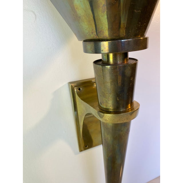 Gilbert Poillerat 1950s Gilbert Poillerat French Mid-Century Design Brass Sconce For Sale - Image 4 of 10