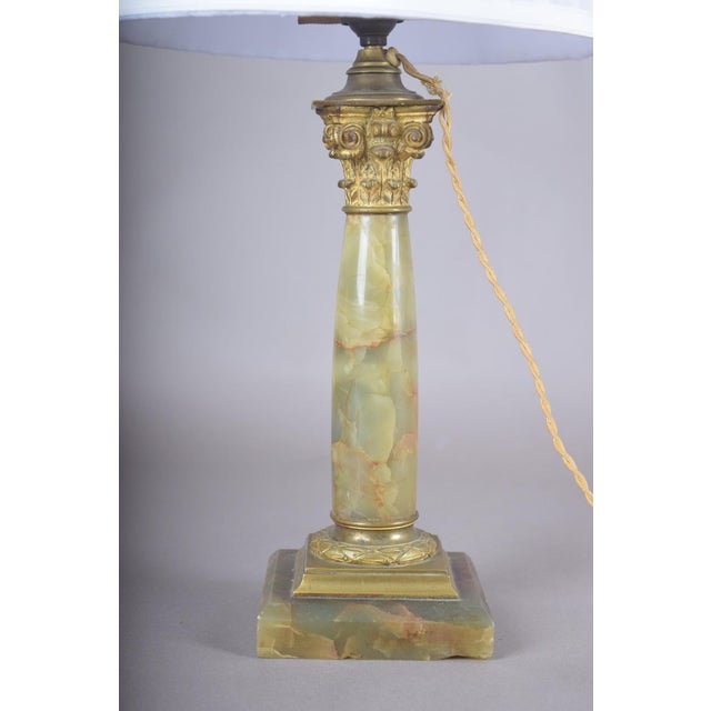 Antique Onyx Column Table Lamp with Gilt Bronze, France, 1890s For Sale - Image 6 of 12