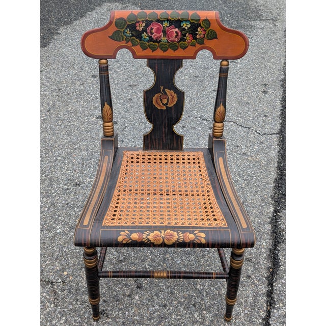 19th C. Baltimore Ebonised & Painted Bergere Side Chair, 1880s For Sale - Image 10 of 14