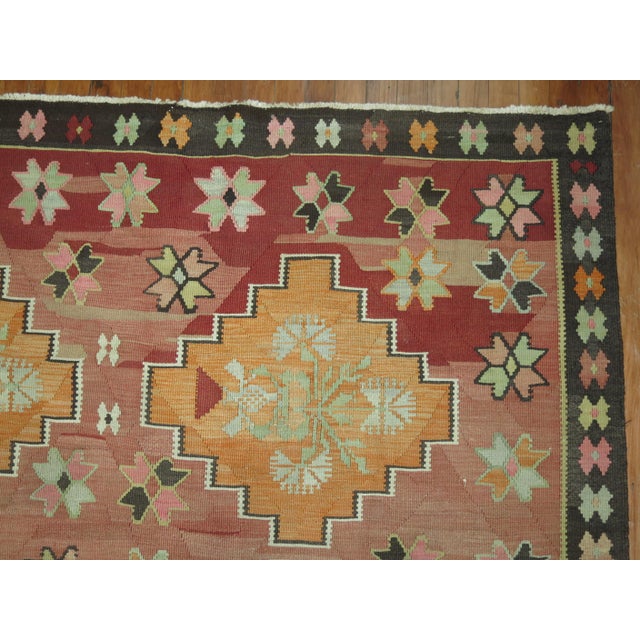 Rustic Vintage Turkish Kilim - 5'6" x 10'7" For Sale In New York - Image 6 of 18