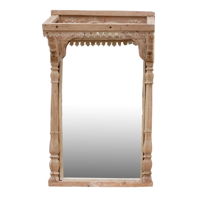 One-of-a-Kind Sun-Bleached Teak Arch Mirror For Sale