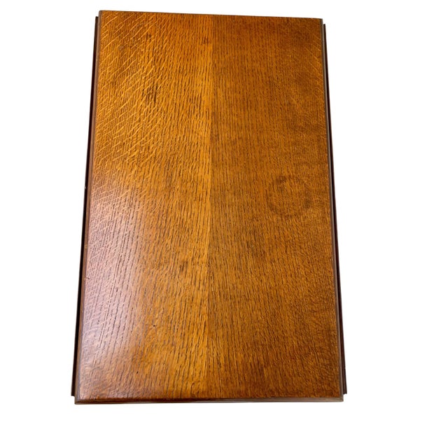 Wood Antique English Oak Drop-Leaf Card Table or Bar Cart With Barley-Twist Legs For Sale - Image 7 of 17