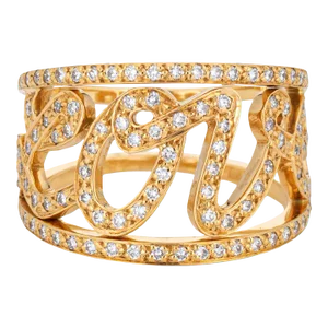 Mid 20th Century Repossi Diamond Love Script 18k Yellow Gold Band Ring Size 6