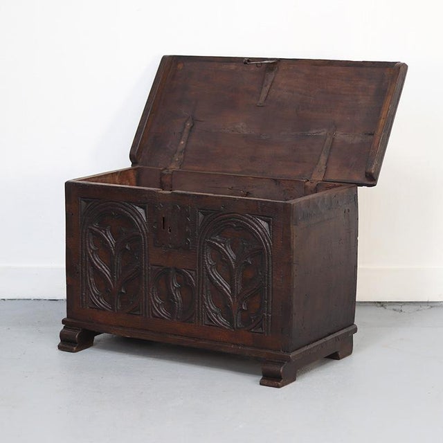 18th Century Oak Gothic Spanish Antique Chest For Sale - Image 5 of 10
