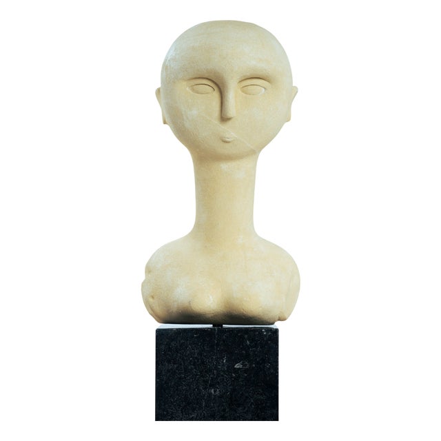 Modernist Bust Sculpture of a Woman, 1980s, Sandstone For Sale