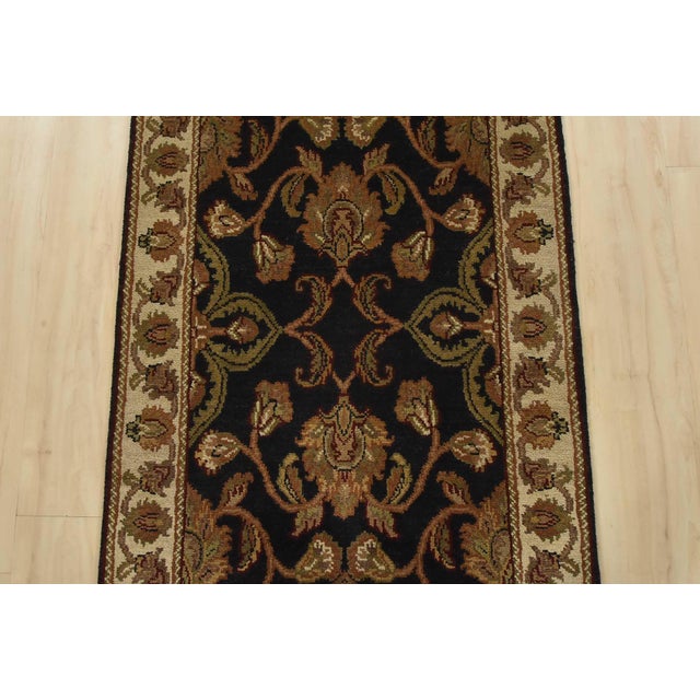 2020s Agra Runner 2’7” X 15’2” Black Wool Traditional Hand-Knotted Oriental Rug For Sale - Image 5 of 12