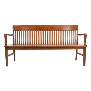 Antique American Oak Lawyer’s Bench | Newly Refinished For Sale