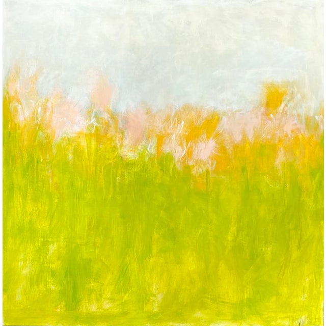 "Bucolic" Contemporary Abstract Landscape Mixed-Media Painting by Sarah Trundle For Sale