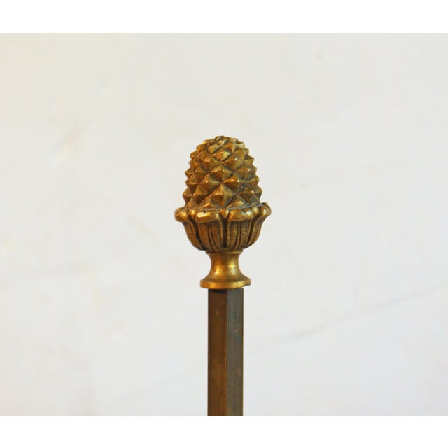 French Circa 1920 Pair of French Bronze and Marble Bouillotte Lamps For Sale - Image 3 of 9