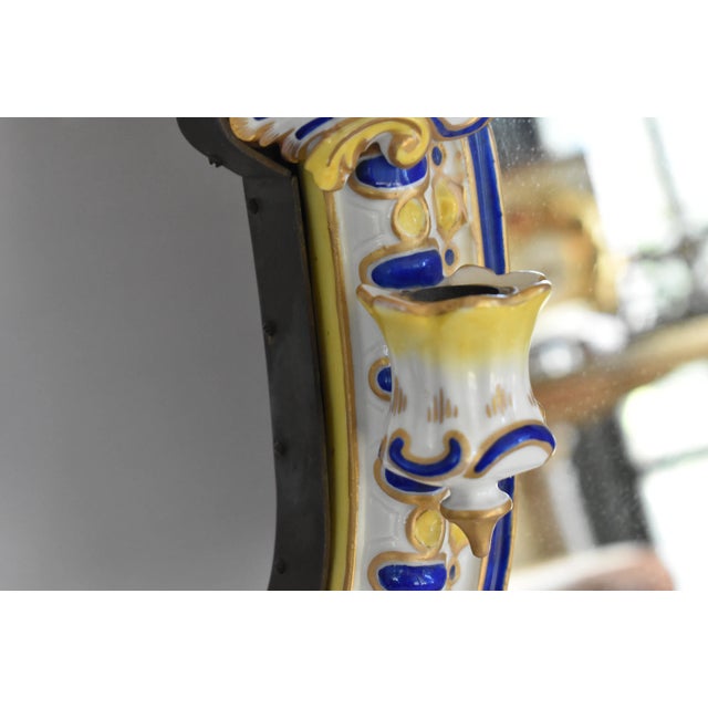 C. 1850 German Porcelain Vanity Mirror With Candle Holders For Sale - Image 9 of 12