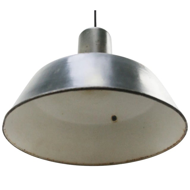Industrial Vintage Industrial Blue Enamel Pendant Light For Sale - Image 3 of 6