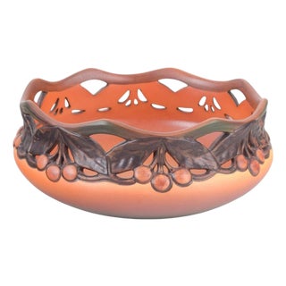 Ceramic Bowl with Openwork Rim and Relief of Fruits by Ipsens Enke, 1920s For Sale