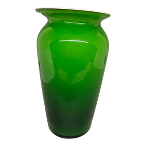 Vintage Green Cased W/White Handblown Vase
