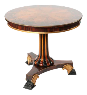 Round Shape Marquetry Top Pedestal Center Table