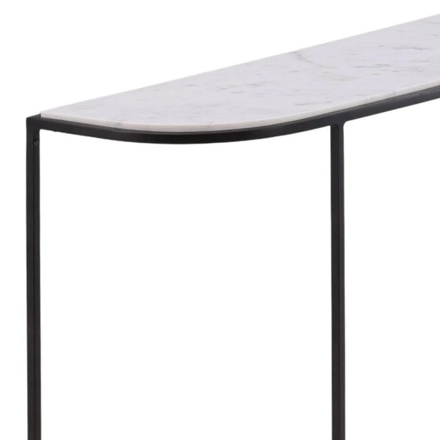 Contemporary Curved White Marble & Iron Modern Console Table For Sale - Image 3 of 6