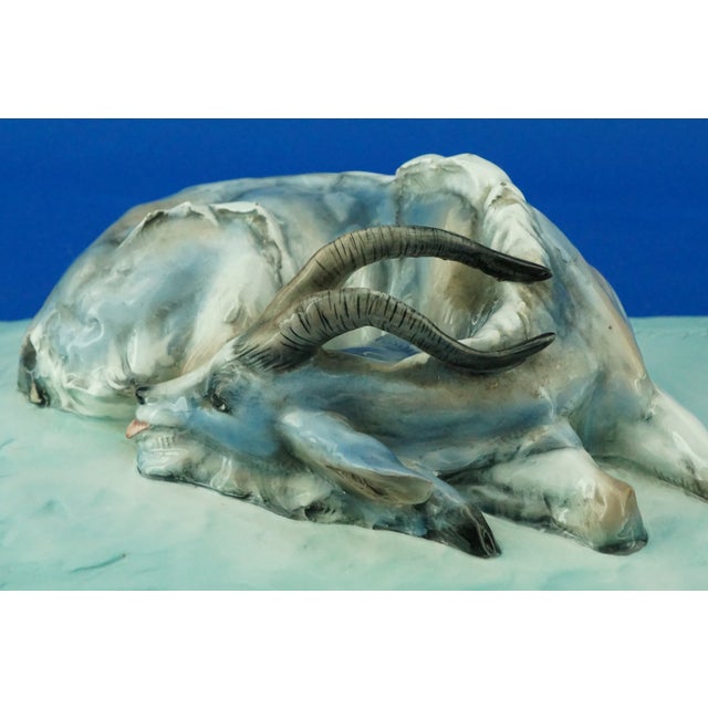 Stoneware Sculpture of a Reclining Ibex by Guido Cacciapuoti, Italy, 1920s For Sale - Image 12 of 18