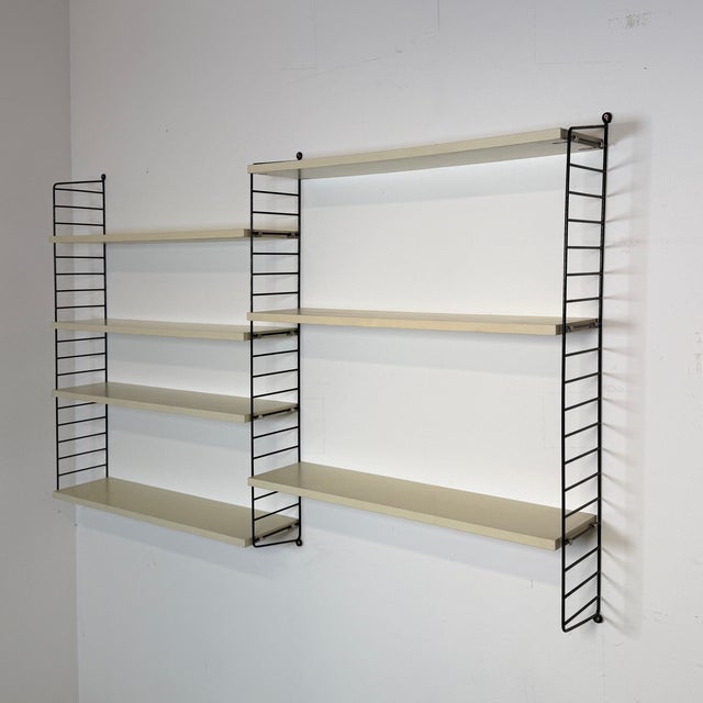 Vintage Wall Rack with Off-White Shelves from Kajsa & Nils Nisse Strinning, 1960s For Sale - Image 4 of 9