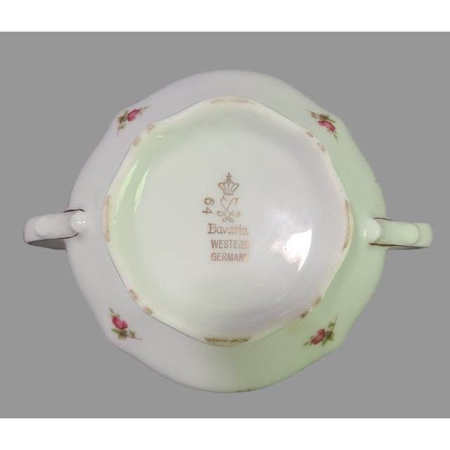 Ceramic Vintage Bavaria Western Germany Fine Porcelain Painted Romantic Roses Creamer & Sugar Set For Sale - Image 7 of 9