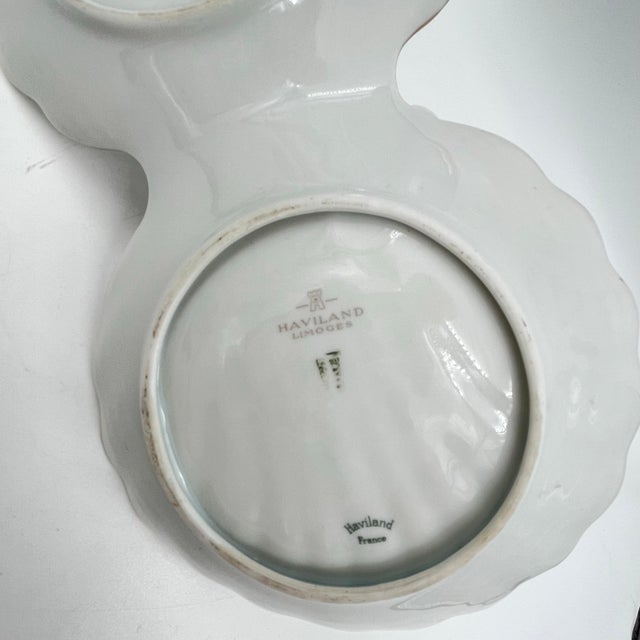 Vintage Haviland Limoges Pondichery Double Scallop Shell Handled Serving Dish Compote Dish For Sale - Image 10 of 11