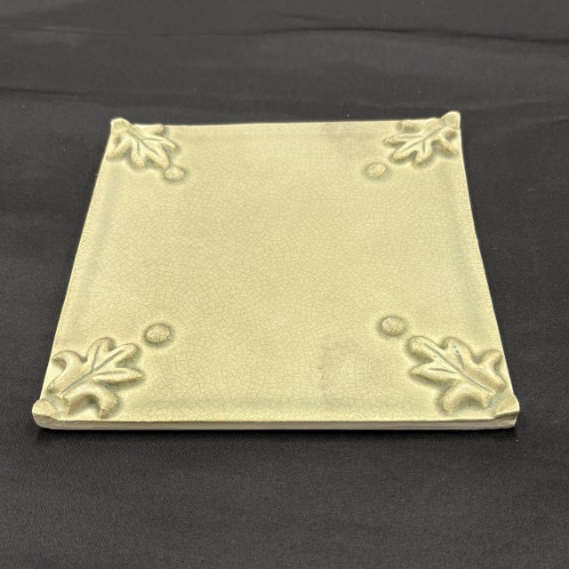 6" x 6" Croix du Roi decorative and dimensional ceramic tile with a green glaze and a matte crackled finish. Tiles are...