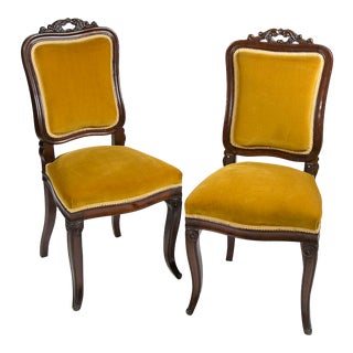 chairs accent victorian antique velvet pair chairish