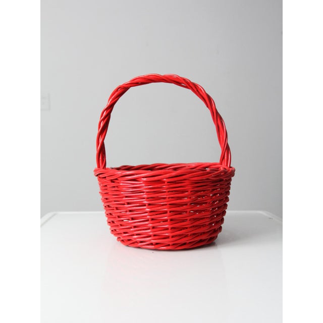 Vintage Red Wicker Basket Chairish