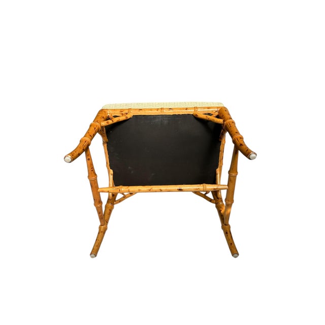 Tan Mid-20th Century Chinese Chippendale Faux Bamboo Stool For Sale - Image 8 of 8