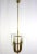 Amazing pendant or lantern with a precious curved etched glass with leave motives . Lyre shape brass frame in excellent...