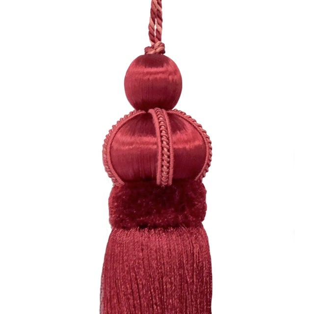 Red Ruby Red Key Tassel With Satin and Cut Velvet Details For Sale - Image 8 of 14