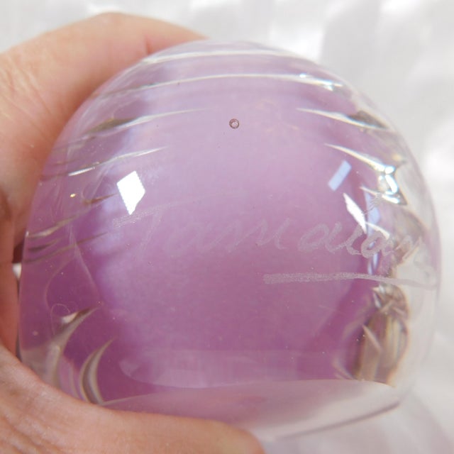 Contemporary Pink Tamaian Signed Art Glass Perfume Bottle For Sale - Image 3 of 6