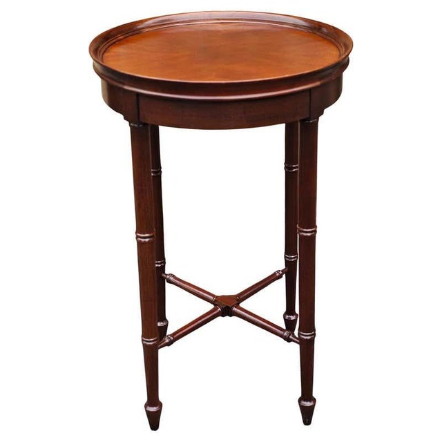 1950s Stunning Pair of Vintage Hollywood Regency Bookmatched Cherry Accent Tables by Hekman Furniture For Sale - Image 5 of 11
