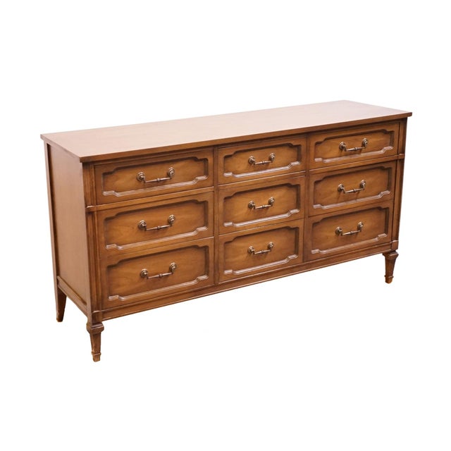 Thomasville Thomasville Furniture Solid Walnut French Regency Style 62" Triple Dresser 7110-30 For Sale - Image 4 of 13