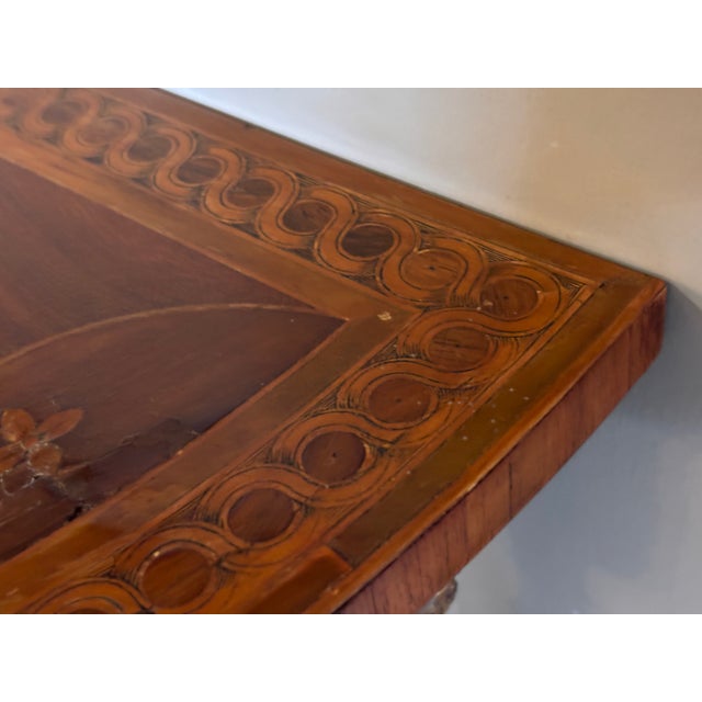 Antique Giltwood Demi-Lune Console Table With Satinwood Inlay For Sale - Image 10 of 16