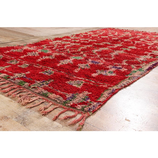 Red Vintage Boujad Moroccan Rug, 05'07 X 10'01 For Sale - Image 8 of 10