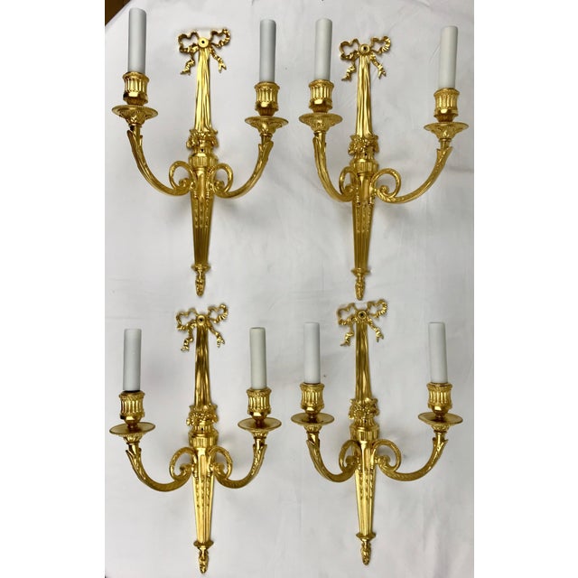 Late 18th Century Set of Four Louis XVI Style Gilt Bronze Sconces by E. F. Caldwell For Sale - Image 5 of 12