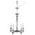 Art Deco Mid Century Modern Chrome & Aqua Blue Glass Five-Light Chandelier C1950 Measures- 33.5''H x 19''W x 19''D; 5'' drop