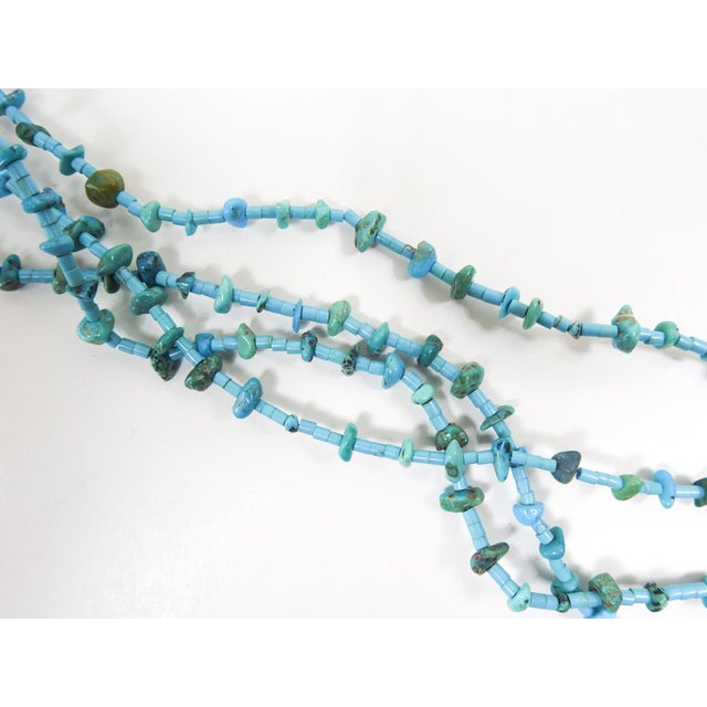 Late 20th Century Contemporary Turquoise Hieshi Beaded Multi Strand Necklace For Sale - Image 5 of 7