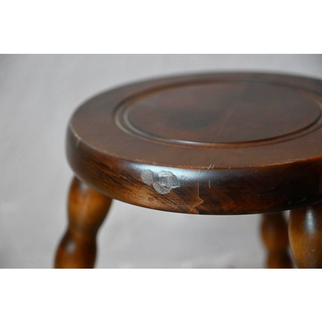 Rustic Bohemian Turned Wood Tripod Stool, 1960s For Sale - Image 6 of 7