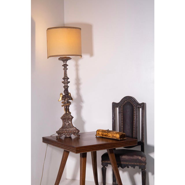 Italian Table Lamp in Gilded Wood, 1700s For Sale - Image 10 of 14