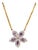 Late 20th Century Certified Natural 1.23cts Pink Sapphire & Diamond Floral Solid 18k Yellow Gold Necklace For Sale