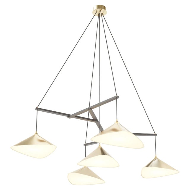 Large Daniel Becker 'Emily 5' Chandelier in Brass & Black Frame for Moss Objects For Sale - Image 13 of 13