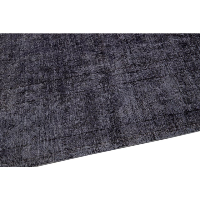 Textile Vintage Persian Overdyed Handmade Medallion Gray Wool Rug For Sale - Image 7 of 11