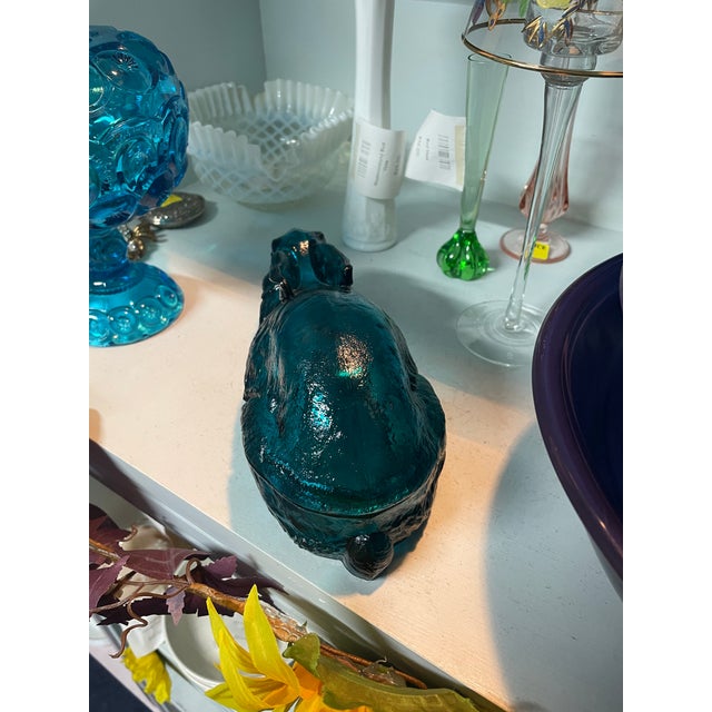 Mid 20th Century Rare Mid-Century Summit Glass Aqua Blue Rabbit Covered Dish – Atterbury Patent 1886 Mold, Collector-Grade For Sale - Image 5 of 8